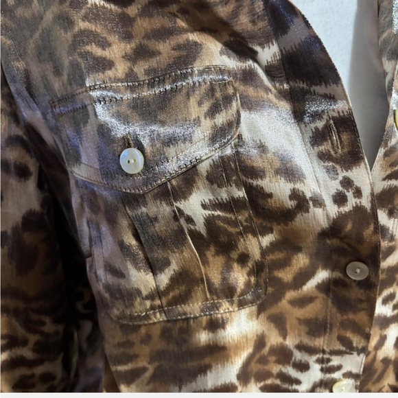 Ruby Rd. Sheen Animal Print Button Up - Picture 5 of 6
